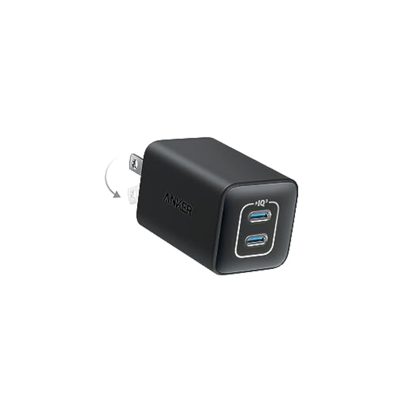 Anker Nano Charger, 47W 2 Port Compact Foldable GaN USB C Charger for iPhone 16/15, Galaxy, Pixel, Compatible with MagSafe (Black)