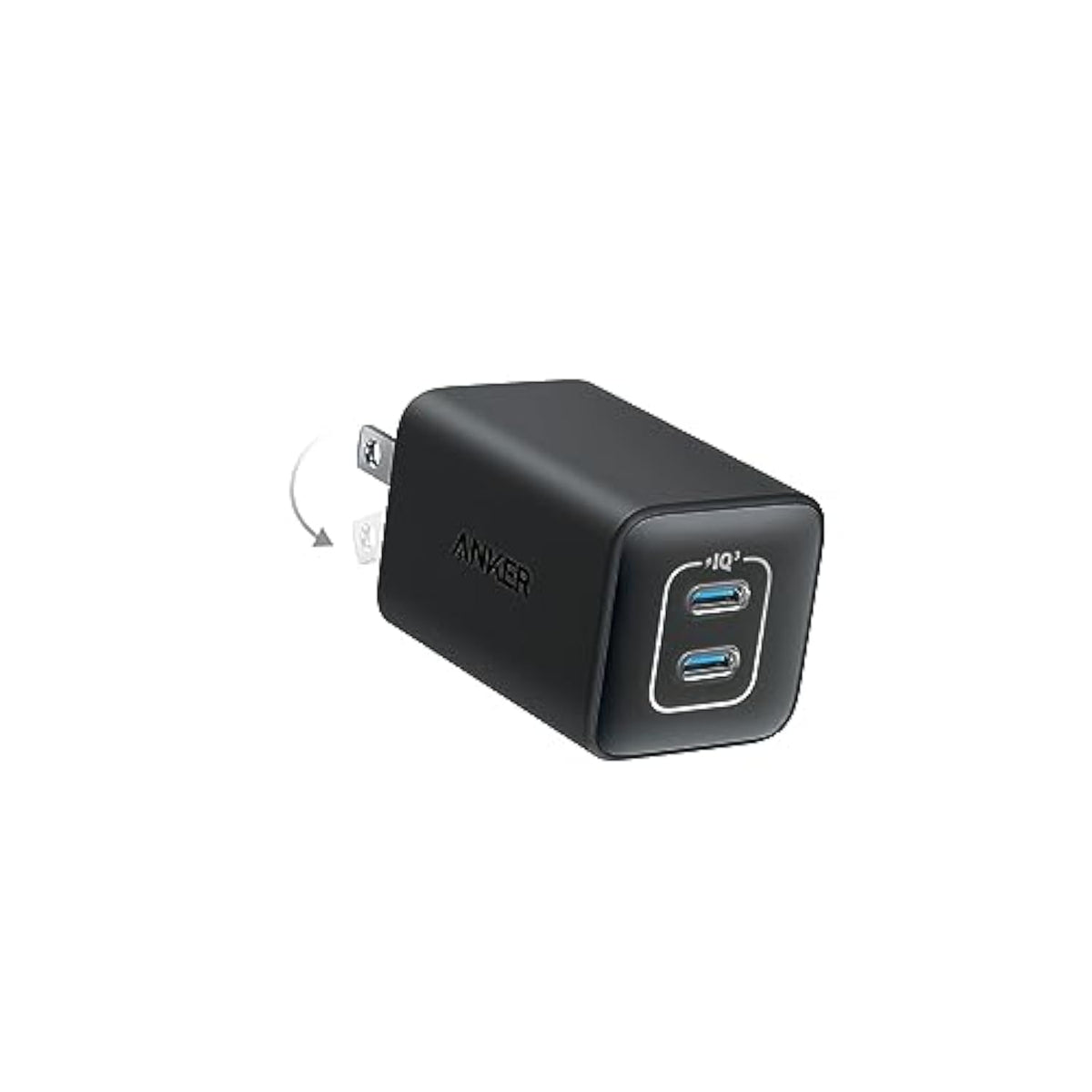 Anker Nano Charger, 47W 2 Port Compact Foldable GaN USB C Charger for iPhone 16/15, Galaxy, Pixel, Compatible with MagSafe (Black)