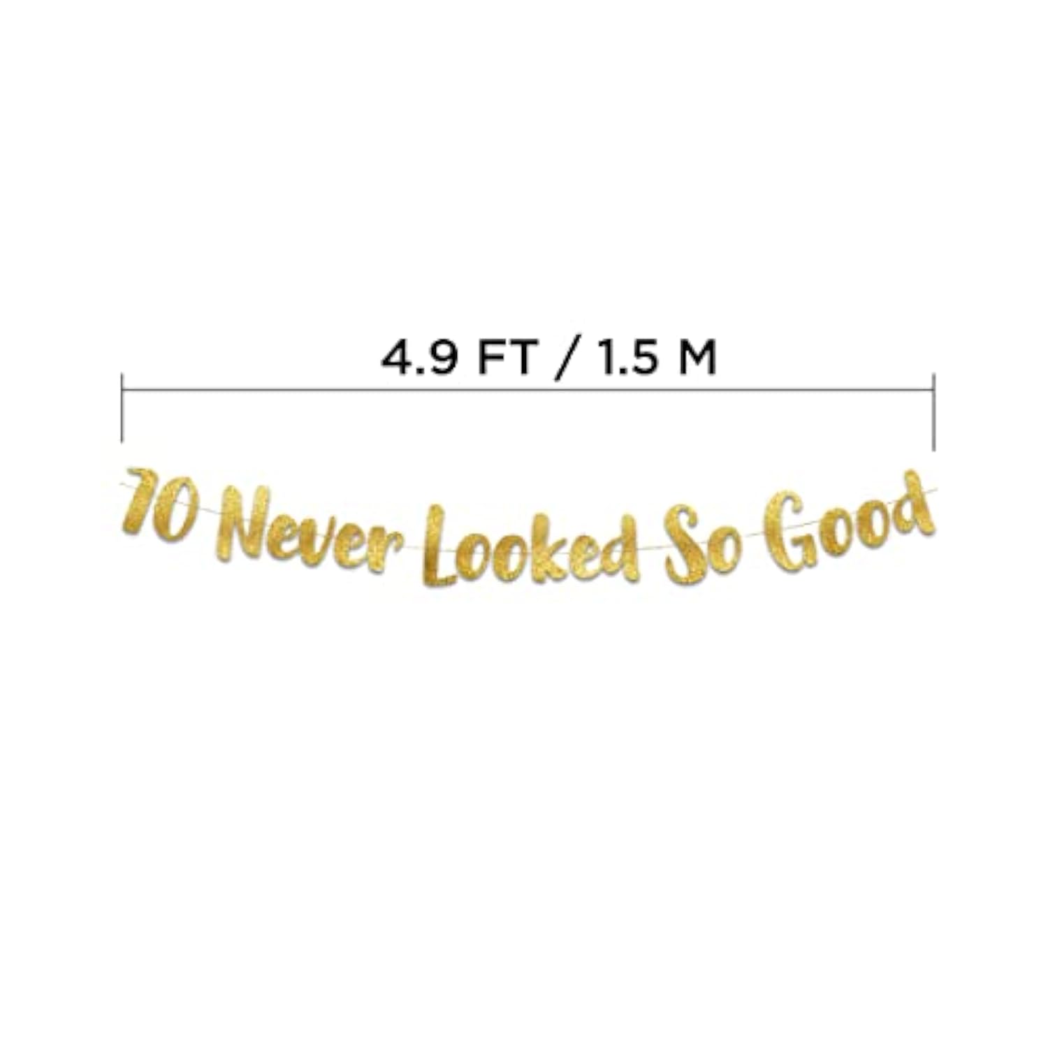 70 Never Looked So Good Gold Glitter Banner - 70Th Anniversary And Birthday Party Decorations