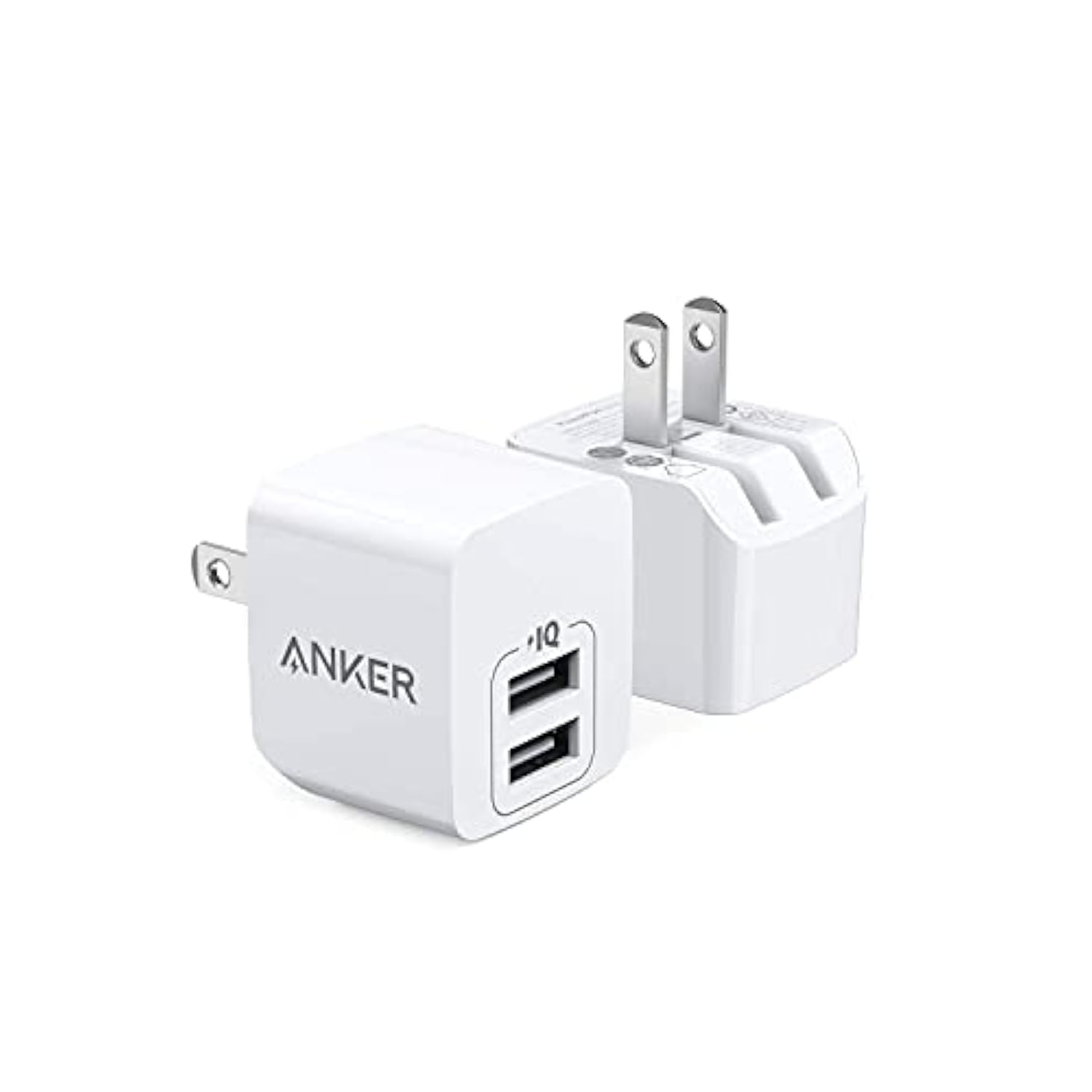 Anker 2-Pack Dual Port 12W USB A Charger Block with Foldable Plug, Charging Box Brick, Cube for iPhone 16 15 14 13 12 Pro Max, Galaxy S22 S21 Note 20