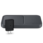 SAMSUNG 15W Wireless Charger Duo w/USB C Cable, Charge 2 Devices at Once, Cordless Super Fast Charging Pad for Galaxy Phones and Devices, 2022, US Version, Black