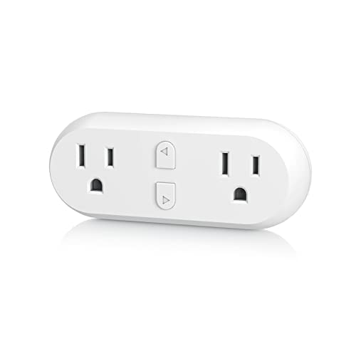Smart Plug 15A, Wifi&Bluetooth Outlet Extender Dual Socket Plugs Works With Alexa, Google Home Assistant, Remote Control With Timer Function, No Hub Required, Etl Certified, 2.4G Wifi Only