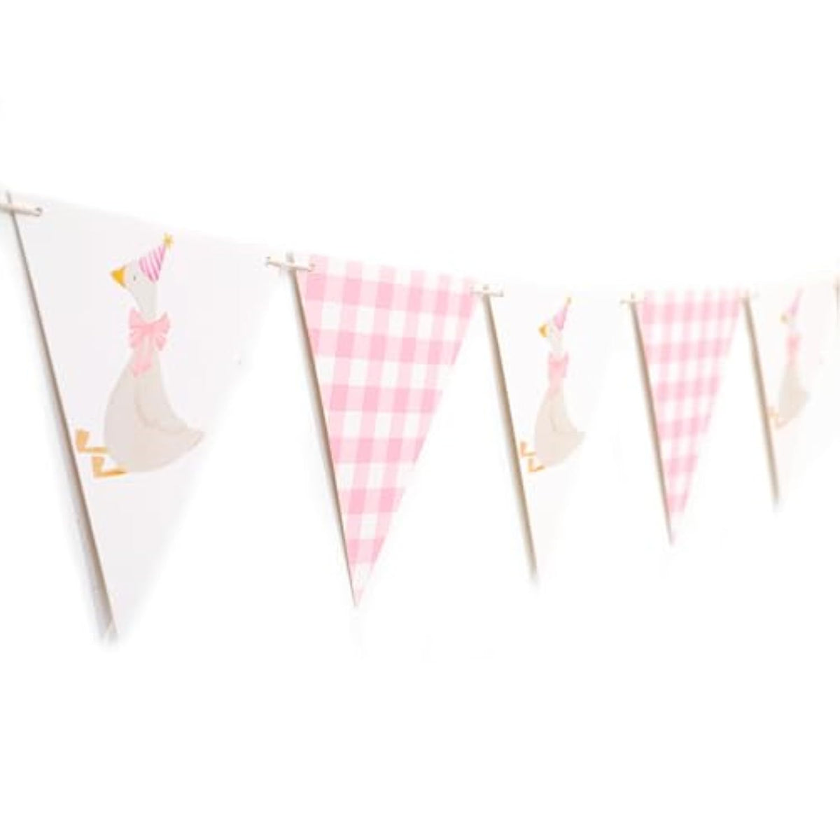 One Silly Goose Birthday Banner Pink Gingham Bunting for 1st Birthday & Shower
