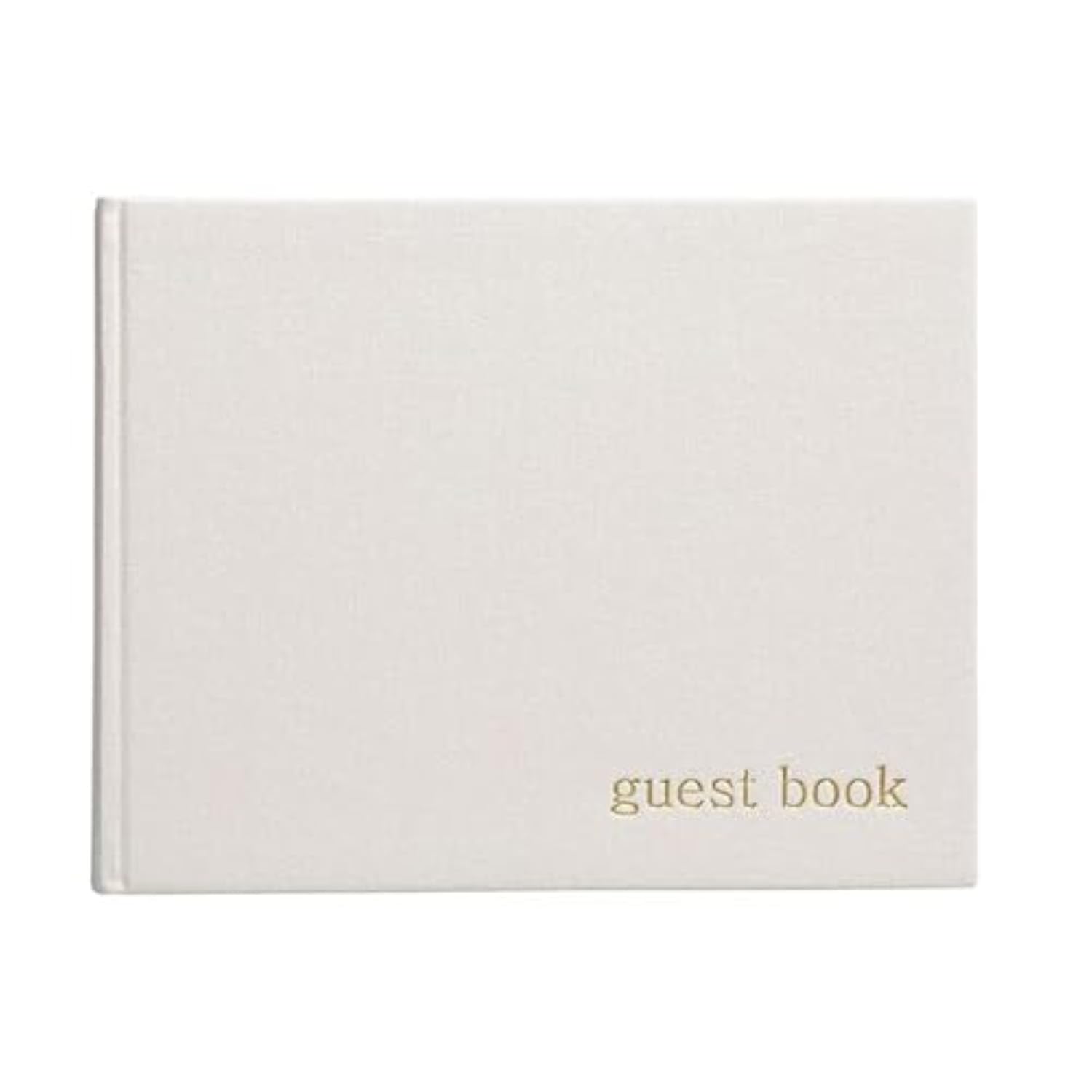 Pearhead Baby Shower Guest Book, Classic Gender Neutral Guest Book for Baby Showers, Weddings, Parties, and Events, Ivory Linen with Gold Print, 100 Blank Pages