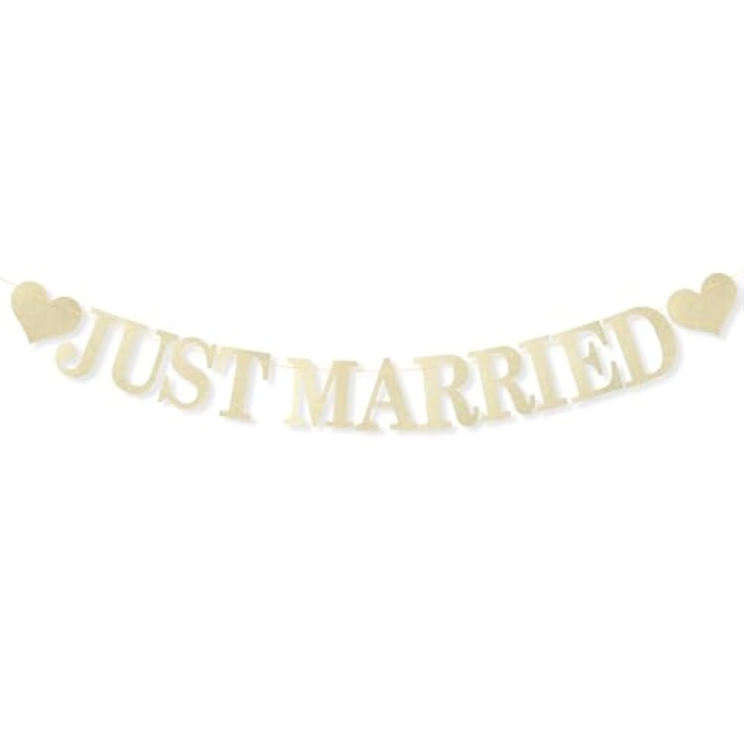 Pre-Strung Champagne Gold Glitter "Just Married" Banner Wedding/Bridal Decor