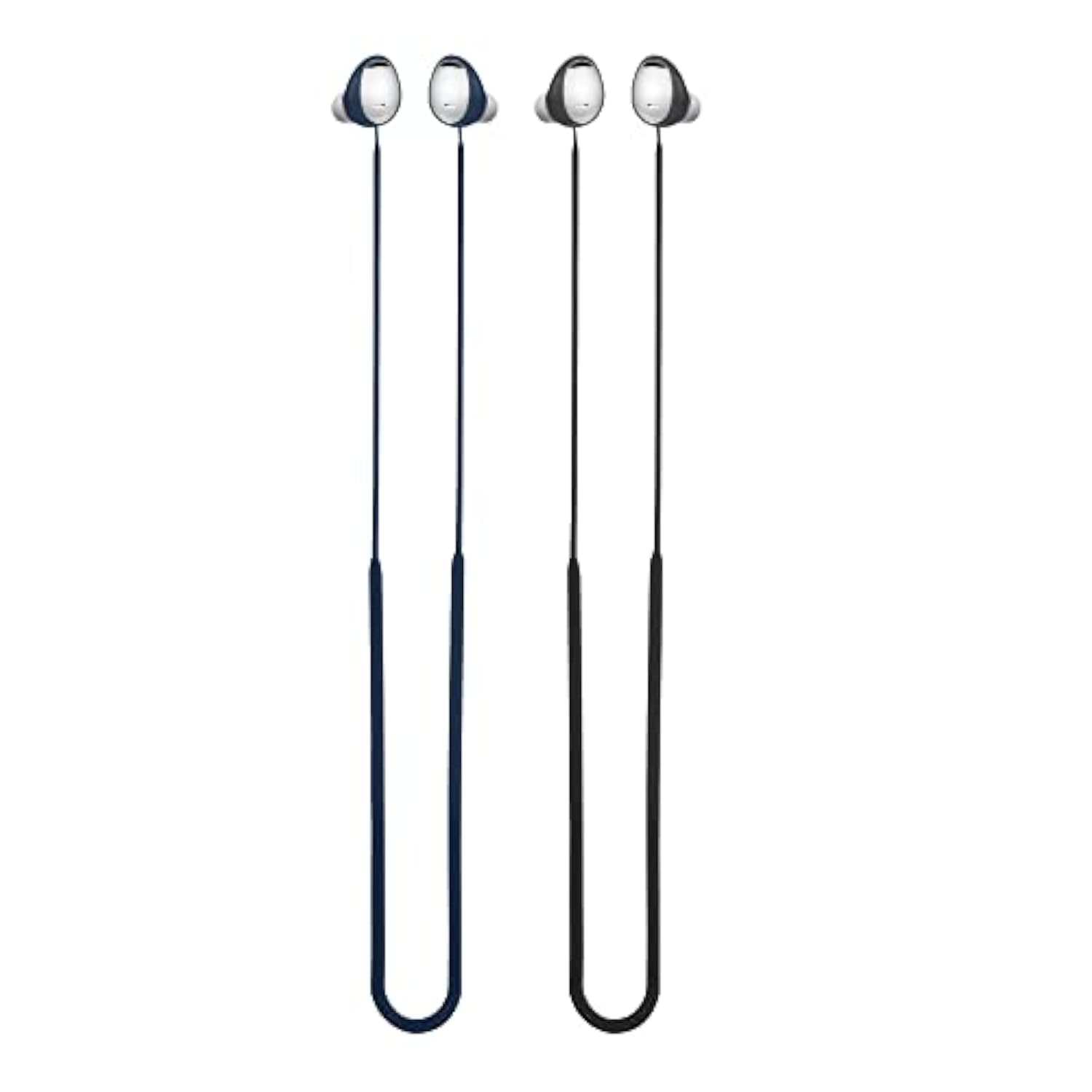 kwmobile Straps Compatible with Samsung Galaxy Buds2 Pro - 2X Silicone Holder for Wireless Earphones - Black/Dark Blue