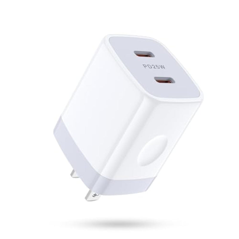 Usb C Charger Block, 25W 2 Port Type C Wall Charger Fast Charging Dual Pd Power Adapter Plug For Iphone 16 Pro Max 16E 15/15 Pro/15 Pro Max/15 Plus,Samsung Galaxy S24 S23 S22 S21 S20 A15 Android Phone