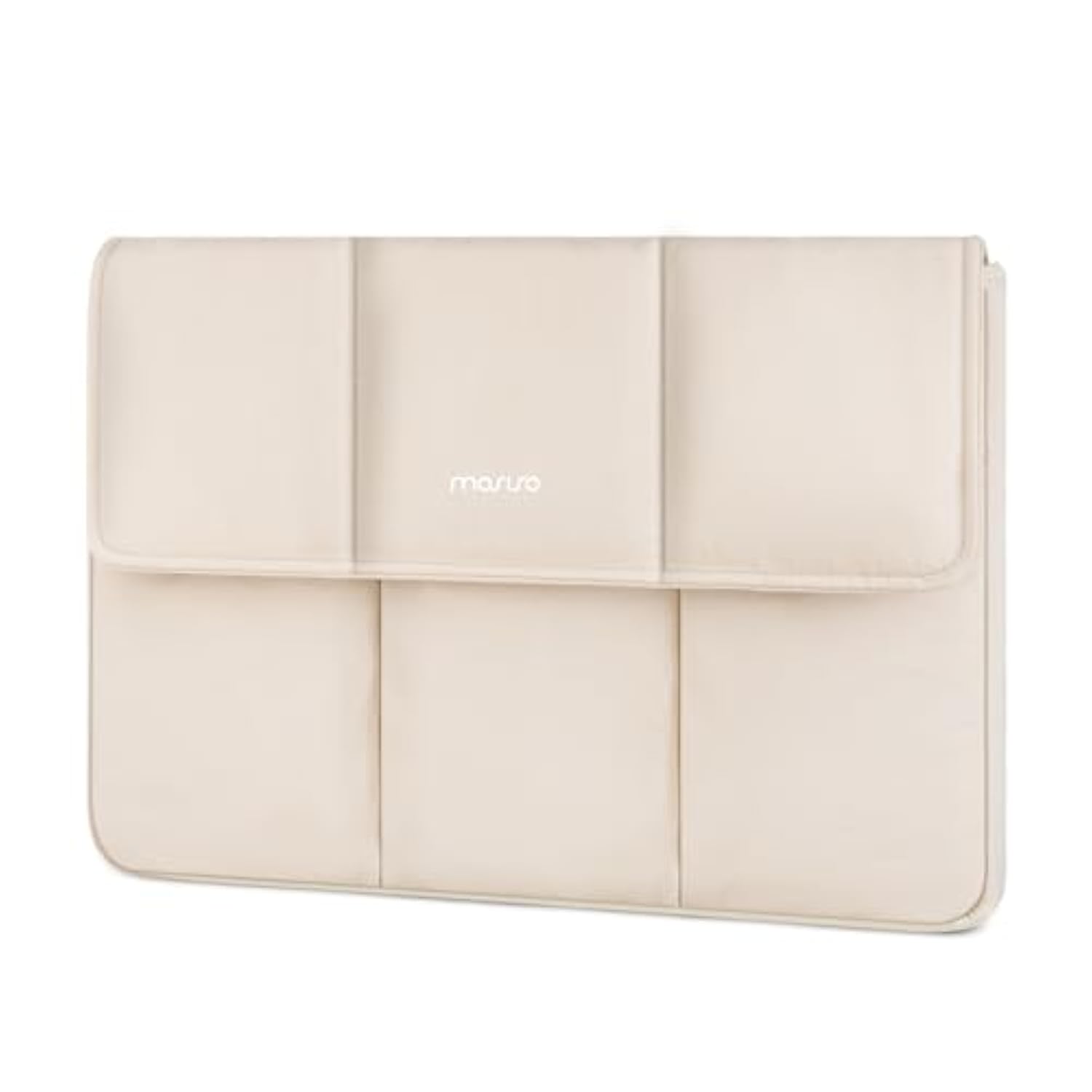 MOSISO 13-14 inch Laptop Case, 13.3 inch Puffy Laptop Sleeve Compatible with MacBook Air 13 13.6/Pro 13/Pro 14, HP Dell Lenovo, Vertical Rectangle Quilted Flap Computer Bag with Handle&Pockets, Sand