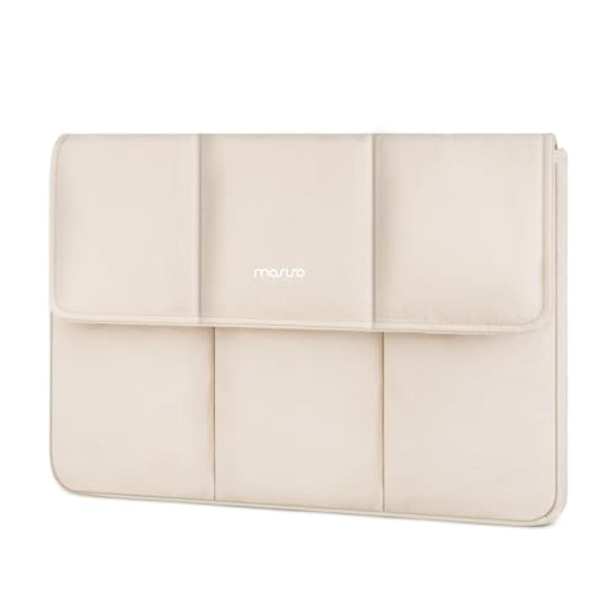 MOSISO 13-14 inch Laptop Case, 13.3 inch Puffy Laptop Sleeve Compatible with MacBook Air 13 13.6/Pro 13/Pro 14, HP Dell Lenovo, Vertical Rectangle Quilted Flap Computer Bag with Handle&Pockets, Sand