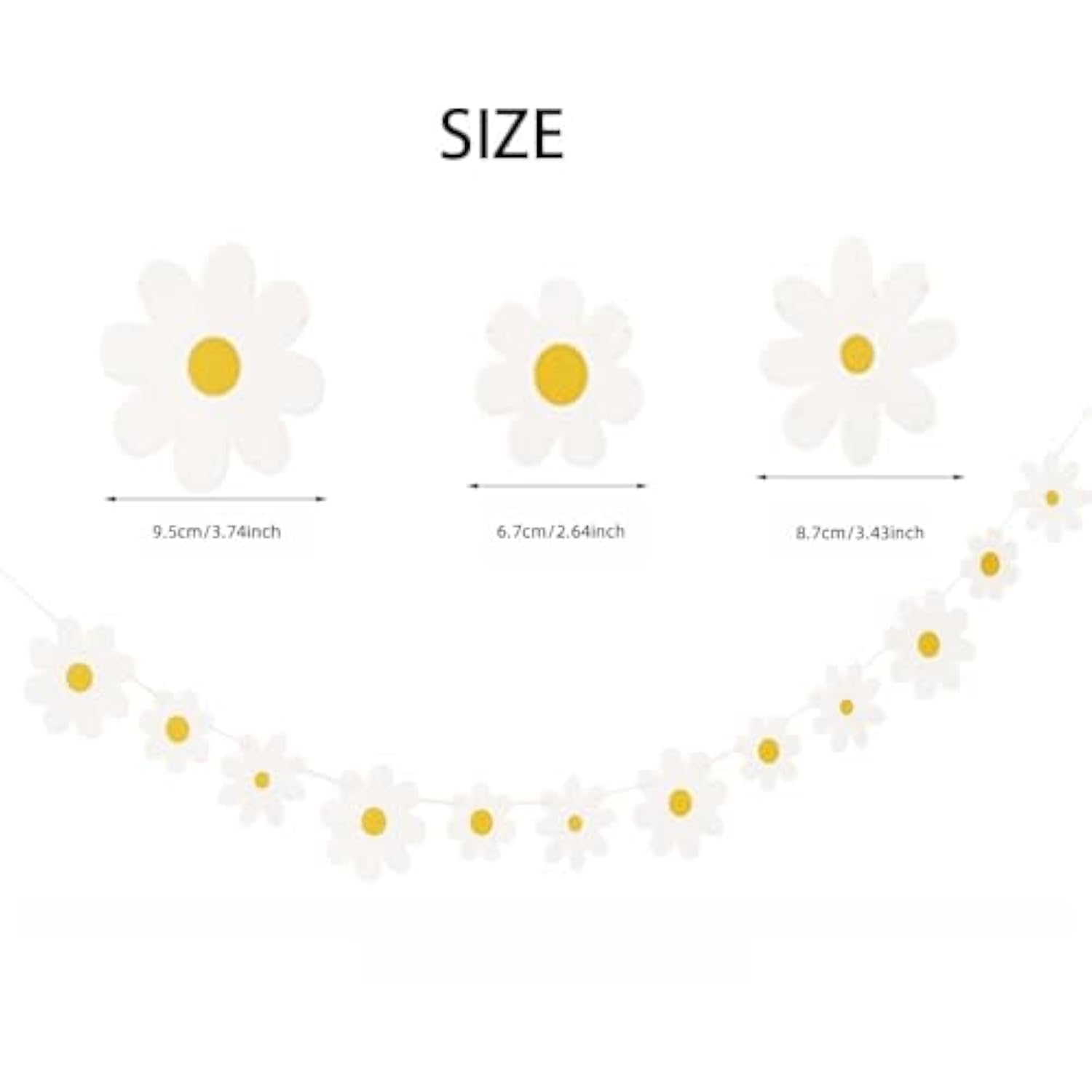 4Pack Daisy Banner Garland Groovy Boho Flower Hanging Party Decorations