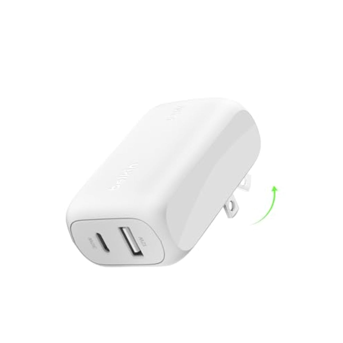 Belkin BoostCharge 42W Dual Port Wall Charger, USB-C + USB-A Charger Fast Charging for iPhone 16, 15, 14, 13, Pro, Pro Max, iPad, AirPods, Samsung Galaxy S25, Nintendo Switch 2 & More - White