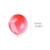 50Pcs 12Inch Marble Latex Balloons, Red White Rainbow Marble Balloons