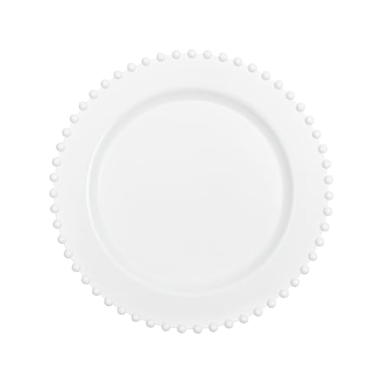 64 Piece Combo Plastic Dinner Plates Disposable Plastic Fancy Heavy Duty Party Dishes 7 Inch And 10 Inch, White Beaded