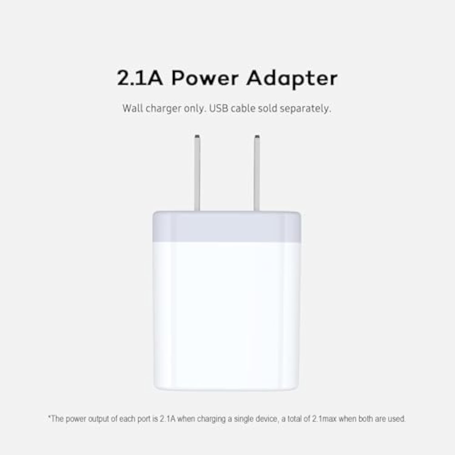 2-Pack USB Wall Charger, 2.1A Dual Port Quick Charger for iPhone & Samsung