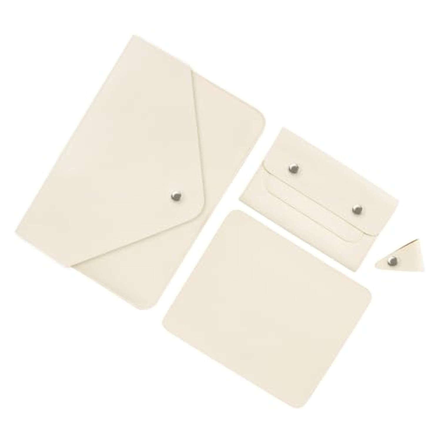 Laptop Sleeve 13 Inch, Laptop Case, Faux Leather Laptop Sleeve Bag With Magnetic Buckle, Compatible With Macbook Air 13/Air 13.6/Pro 13, Small Pouch For Charger, Mouse Pad And Cord Organizer, White