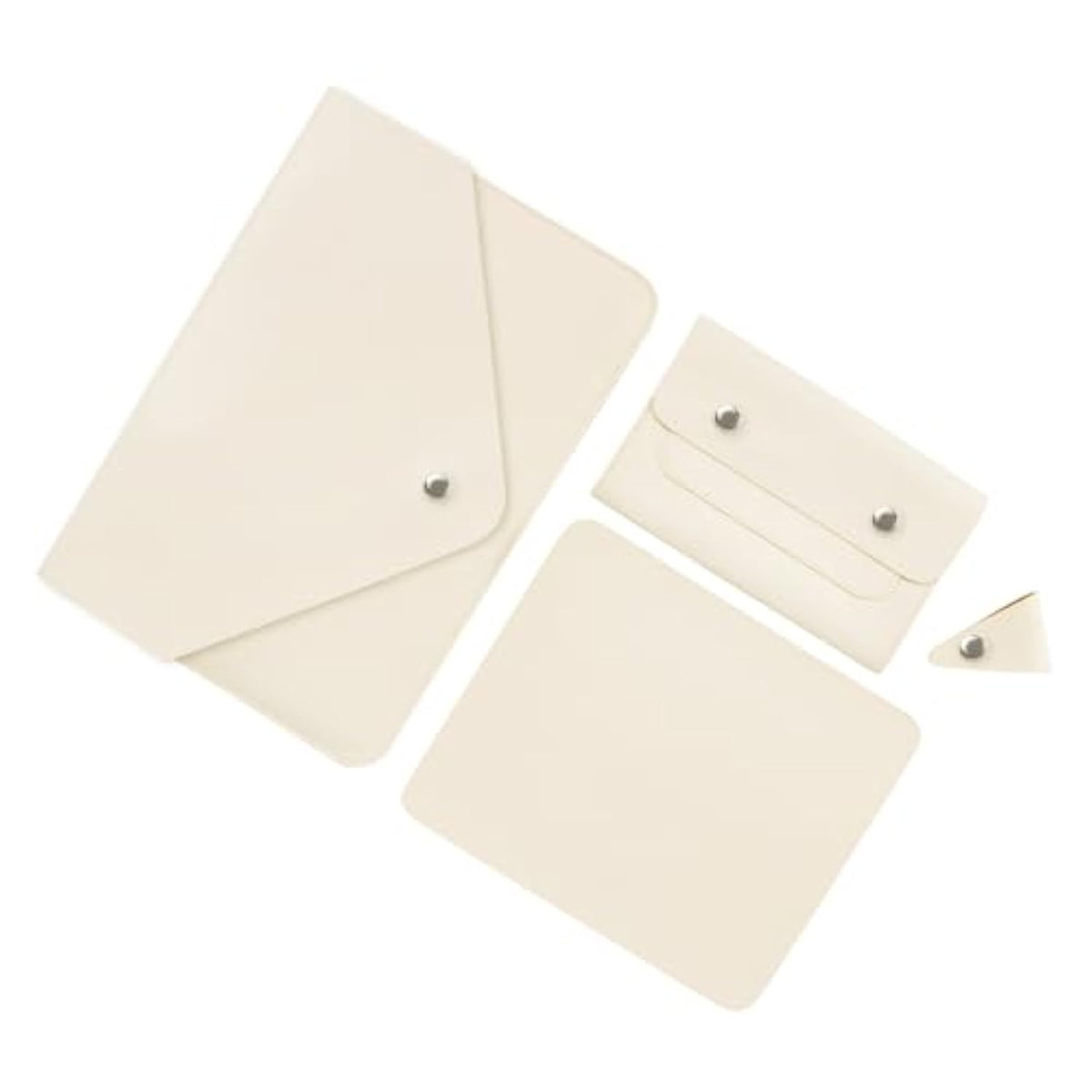 Laptop Sleeve 13 Inch, Laptop Case, Faux Leather Laptop Sleeve Bag With Magnetic Buckle, Compatible With Macbook Air 13/Air 13.6/Pro 13, Small Pouch For Charger, Mouse Pad And Cord Organizer, White