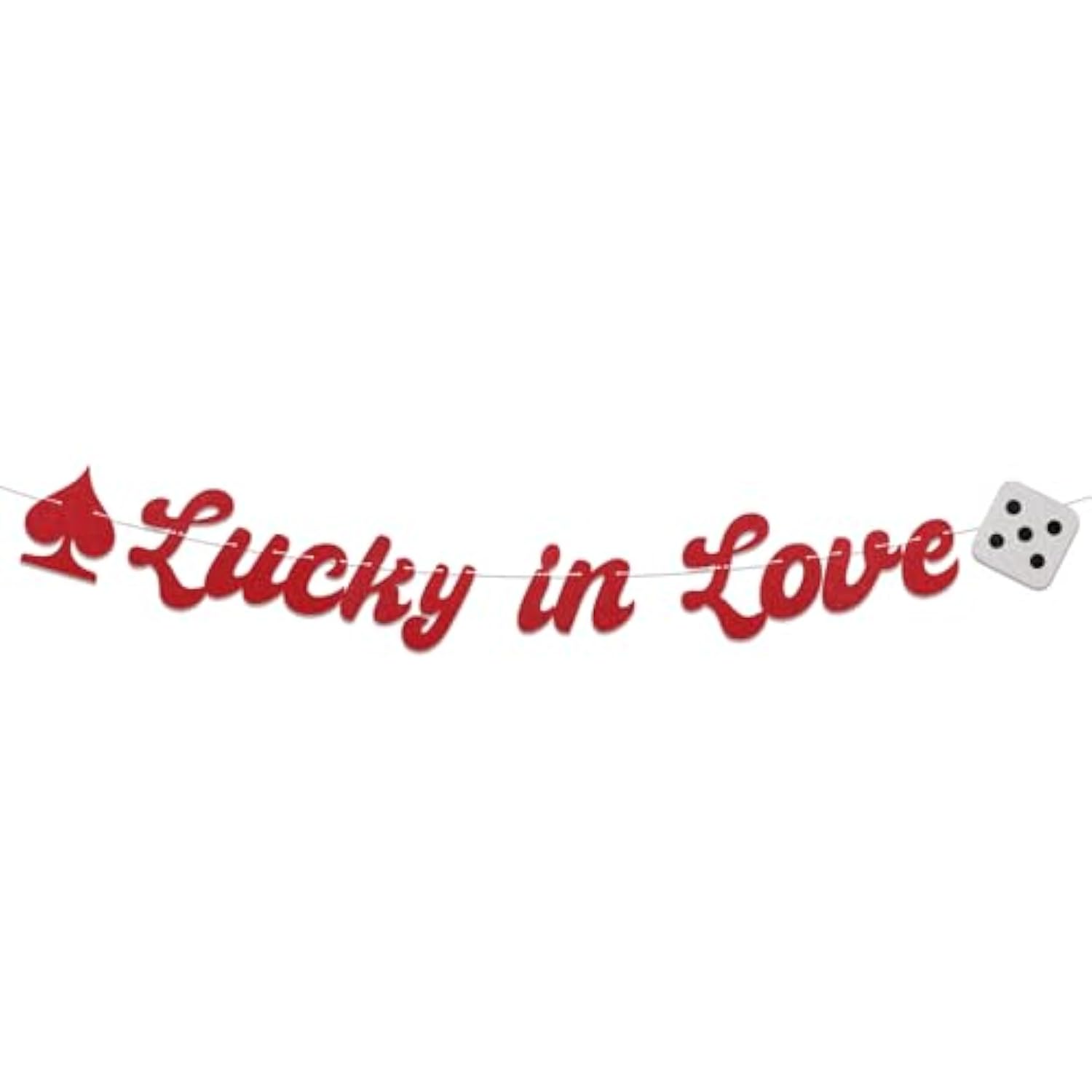 Lucky In Love Banner, Vegas Bachelorette Party Decorations, Casino Bridal Shower Party Decorations Red Glitter