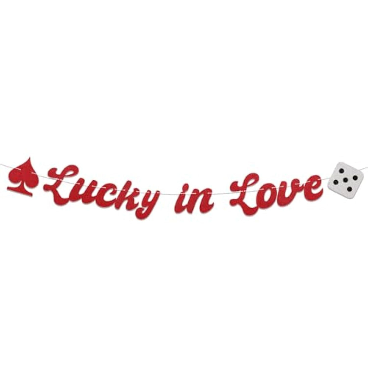 Lucky In Love Banner, Vegas Bachelorette Party Decorations, Casino Bridal Shower Party Decorations Red Glitter