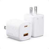 Usb C Charger 30W, 2-Pack Dual Port Fast Charger Block, Compact Wall Charger Foldable Plug Adapter For Iphone 14 13 12 11 Pro Max Mini, Samsung, Ipad Pro, Pixel, Macbook Air