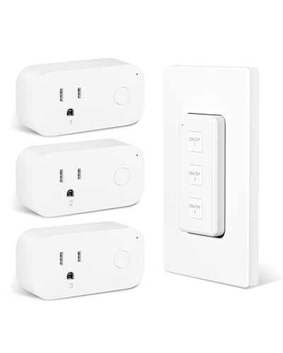 Wireless Remote Control Outlet Switch 3-Outlet Kit With Magnetic Remote & Wall-Mount Holder, Remote Plugs For Lights & Appliances, Outlet Remote Control Wireless, Up To 100 Ft Range