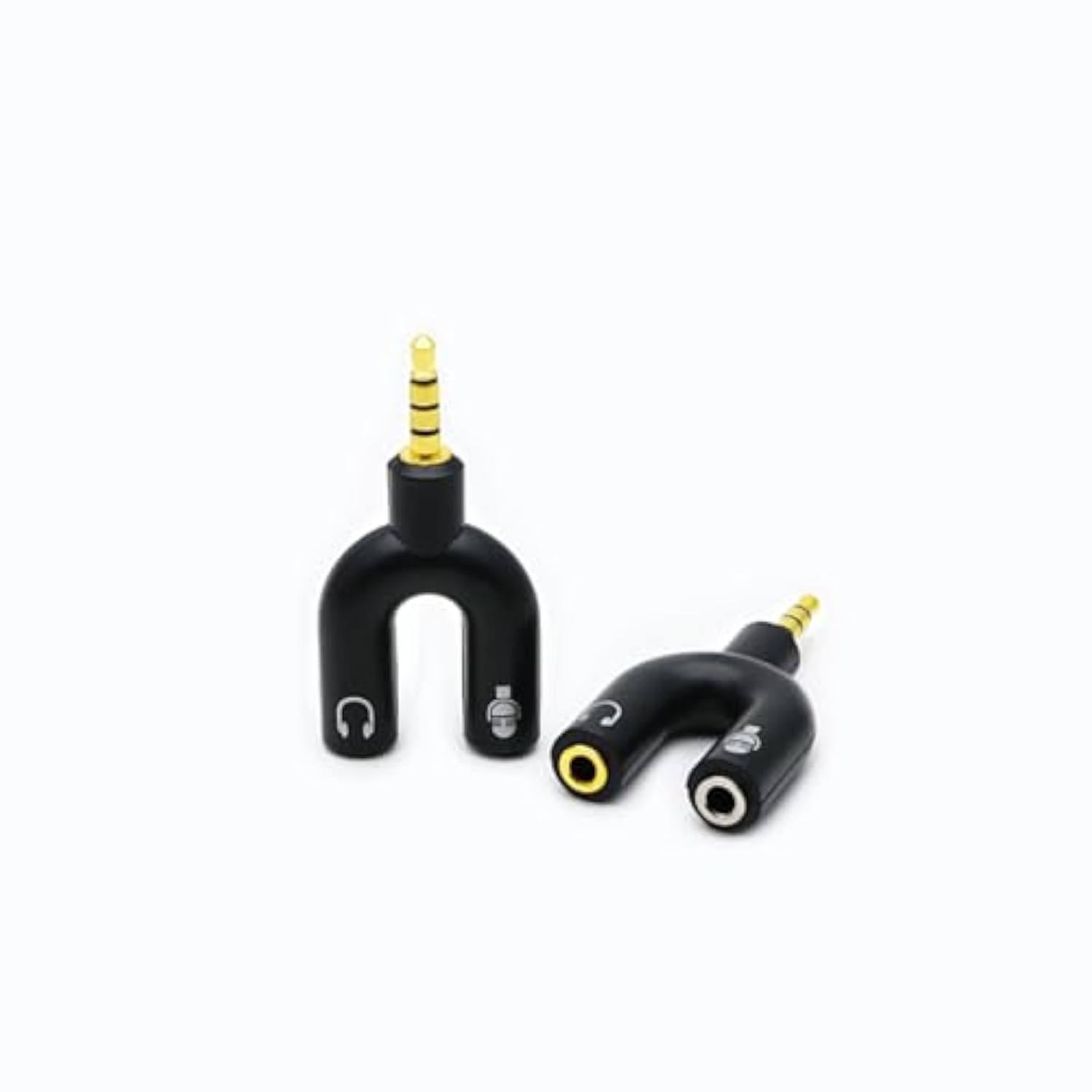 2 Pack Headset Splitter Adapter, U Shape 3.5Mm 4 Pole Male To 2 X 3 Pole Female Headphone Y Splitter