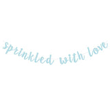 Blue Glittery Sprinkled With Love Banner Papy Sign Garland For Baby Shower Decorations
