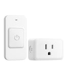 Indoor Remote Control Outlet, One-Touch Control Big Single-Button, Wireless Remote Light Switch, 15A/1875W, 100Ft Range Rf Signal, Magnetic Wall Switch For Vacs, Lamp, Christmas Light