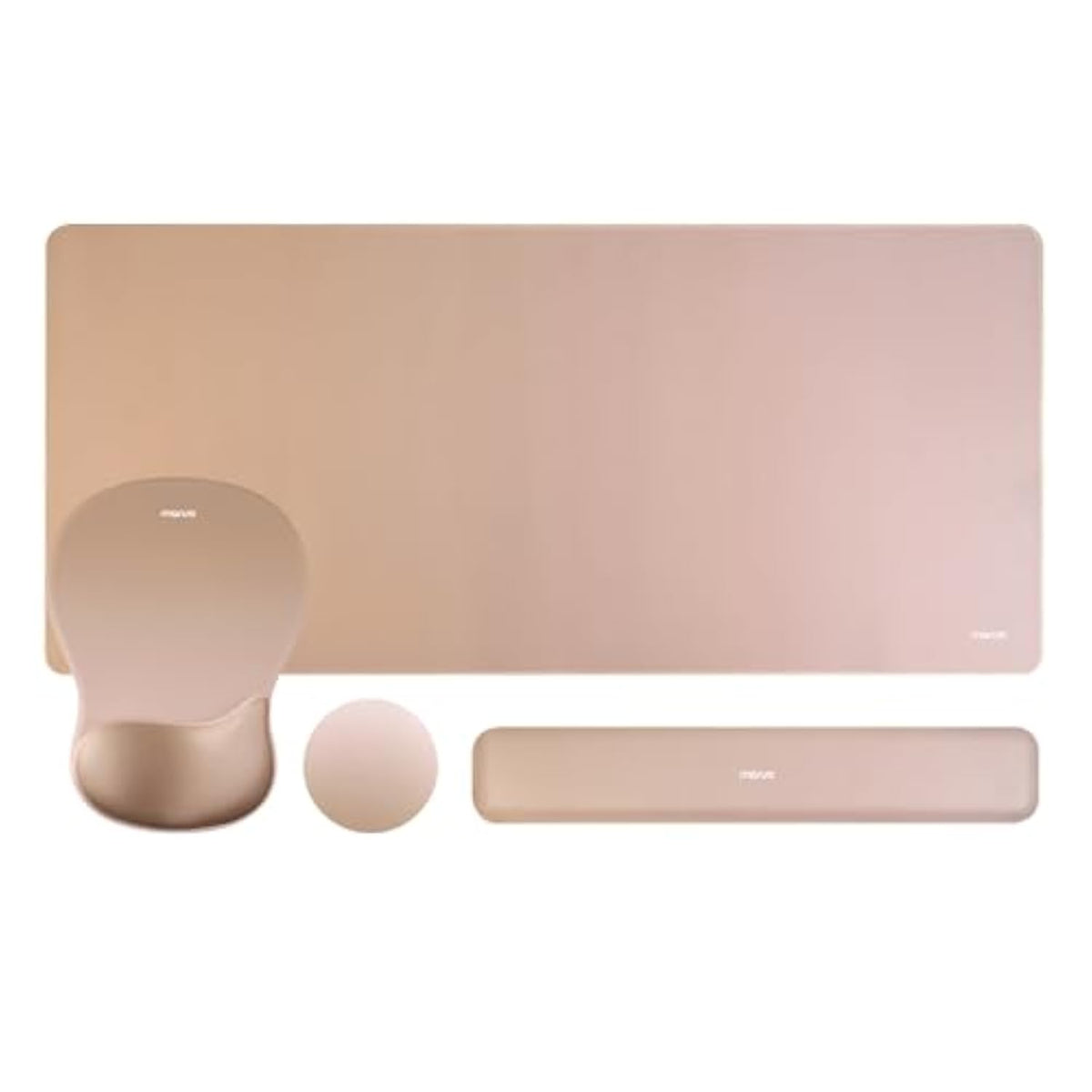 MOSISO Keyboard Mouse Pad Set, Large Gaming Mouse Pad&Keyboard&Mousepad Wrist Rest&Coaster, Ergonomic Non-Slip Mousepad Easy Typing Cushion with Curved Concave Memory Foam for Home Office, Brown