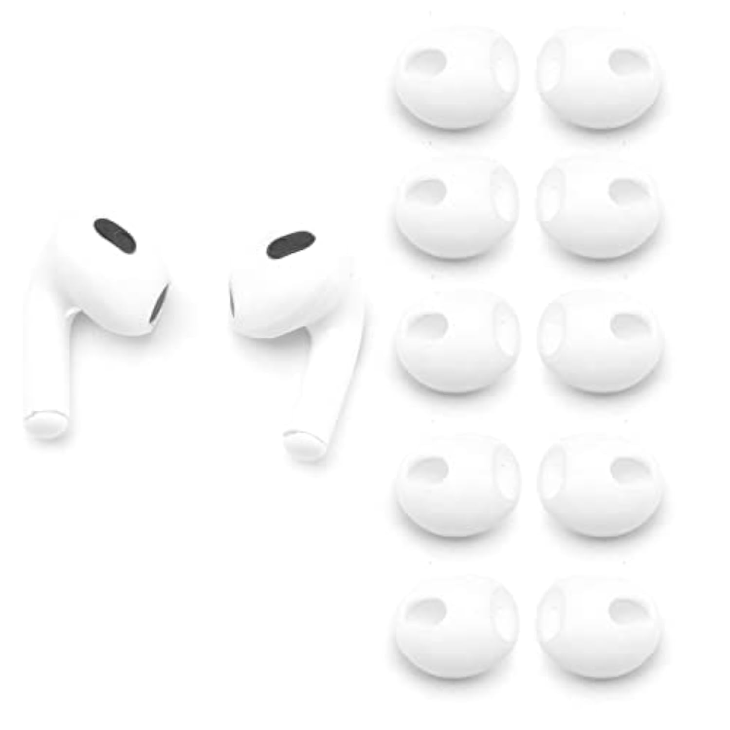Airpods Earpods Covers Anti-Slip Silicone Soft Sport Covers Accessories For Airpods 3 Earbud Airpods Ear Tips 5 Pairs (White)