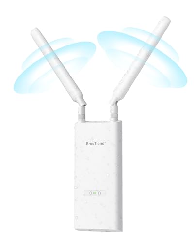 Ac1200 Outdoor Wifi Extender Long Range, Dual Band 5Ghz + 2.4Ghz, Ip65 Weatherproof Gigabit Signal Booster, Poe Powered, With Passive Poe Injector, 2X 5Dbi Antennas, Works For Yard, Farm, Rv