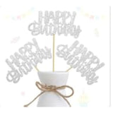 Glitter Silver Birthday Centerpiece Sticks 12Pcs Happy Birthday Party Table Decorations Double Sided Birthday Party Centerpieces For Cheers To Birthday Anniversary Baby Shower Supplies