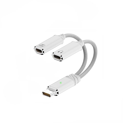 2-in-1 USB C to C Cable, PD 100W Charging & Audio Headphone Adapter with Microphone, Support USB 2.0(480Mbps) Data Transmission, Compatible with