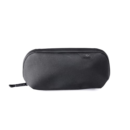 Small Tech Pouch, Black, Electronics Organizer For Travel Or Everyday Carry, Origami-Style Storage, Cable Pass-Through, Weatherproof Recycled Nylon, Gear Carry Bag For Men And Women