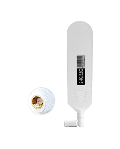 Dual Band Wifi 2.4Ghz 5.8Ghz 12Dbi High Gain Omnidirectional Glue Stick Antenna Sma Male Connector Antenna For Wifi Router Wireless Network Card (White,1Pcs)