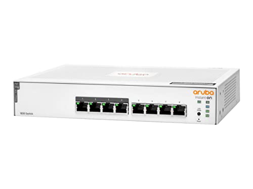 Hpe Networking Instant On Switch Series 1830 8-Port Gb Smart-Managed Layer 2 Ethernet Switch With Poe | 8X 1G | 4X Cl4 Poe (65W) | Fan-Less | Us Cord (Jl811A#Aba)
