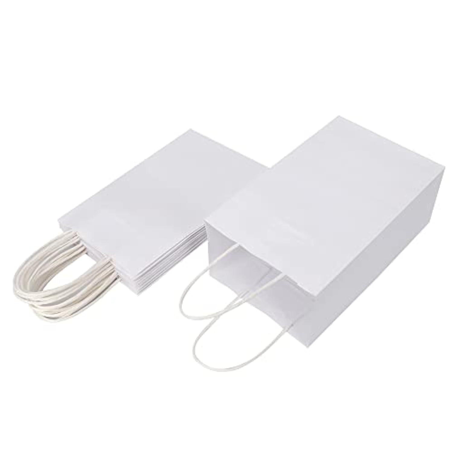 100 Pack 5.25X3.25X8.25 Inch Small White Kraft Paper Bags With Handles Bulk For Birthday Wedding Party Favors Grocery Retail Shopping Business Goody Craft Gift Bags Cub Sacks (100Pcs Count)