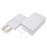 100 Pack 5.25X3.25X8.25 Inch Small White Kraft Paper Bags With Handles Bulk For Birthday Wedding Party Favors Grocery Retail Shopping Business Goody Craft Gift Bags Cub Sacks (100Pcs Count)