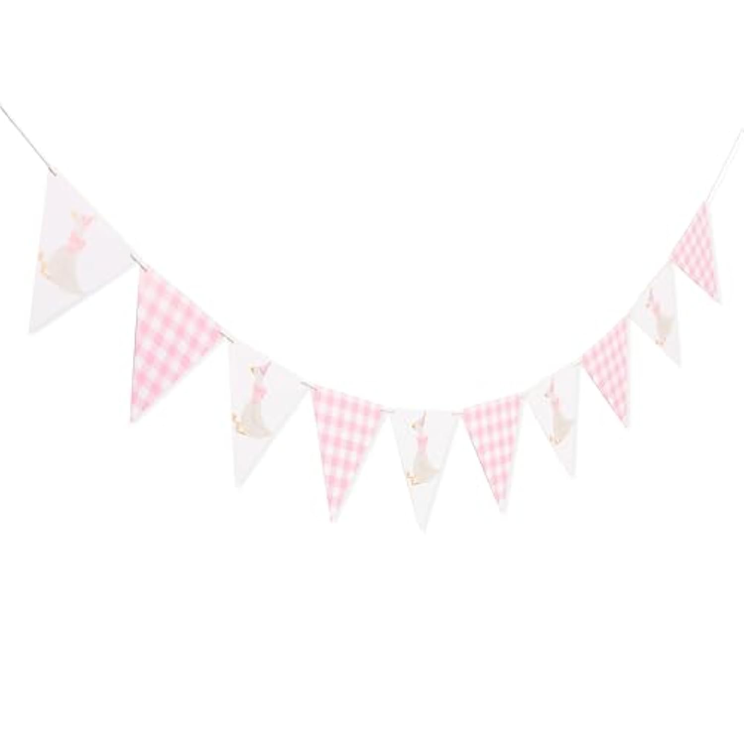 One Silly Goose Birthday Banner Pink Gingham Bunting for 1st Birthday & Shower