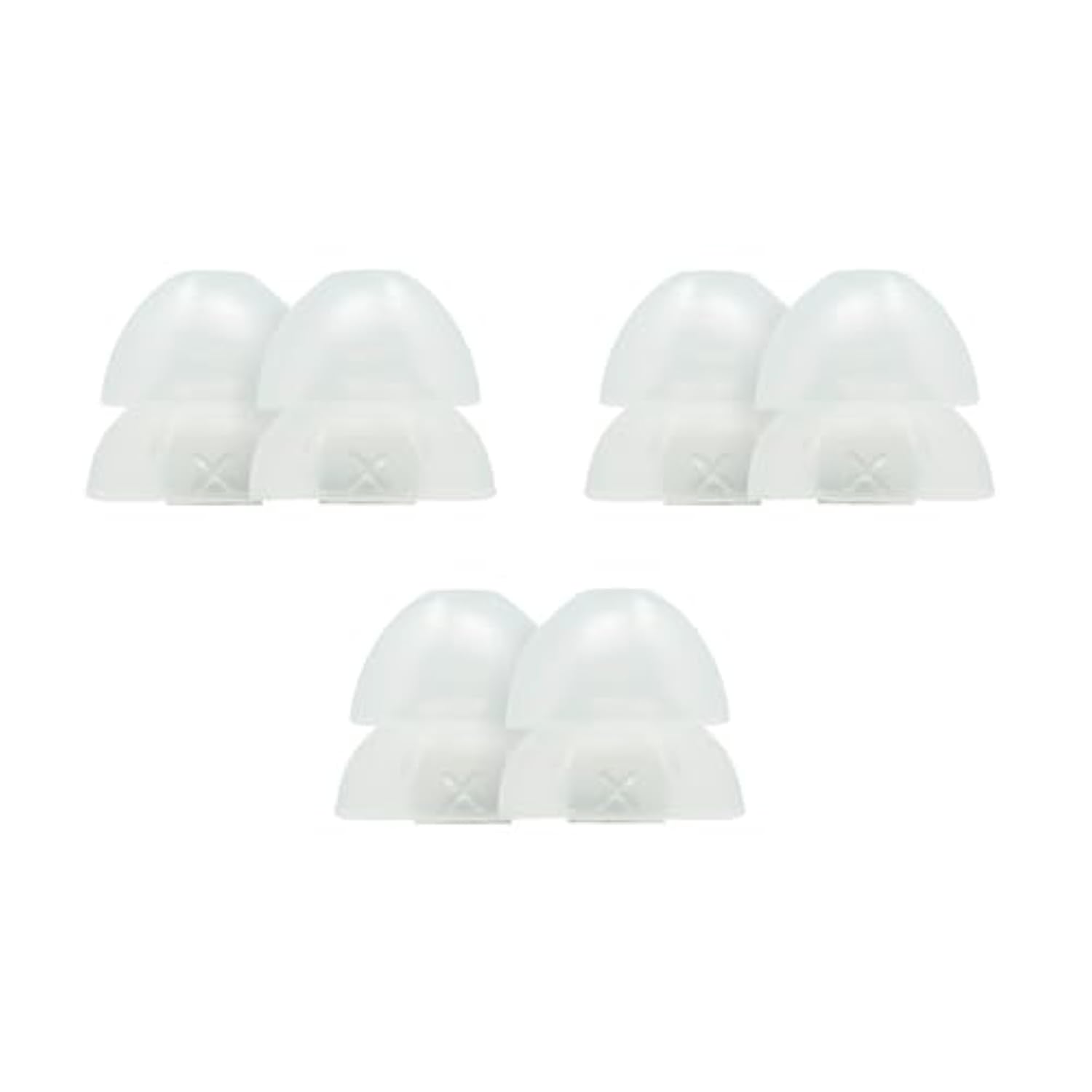 Dual Flange Silicone Eartips, Clear - 6 Pack - X-Large Fit