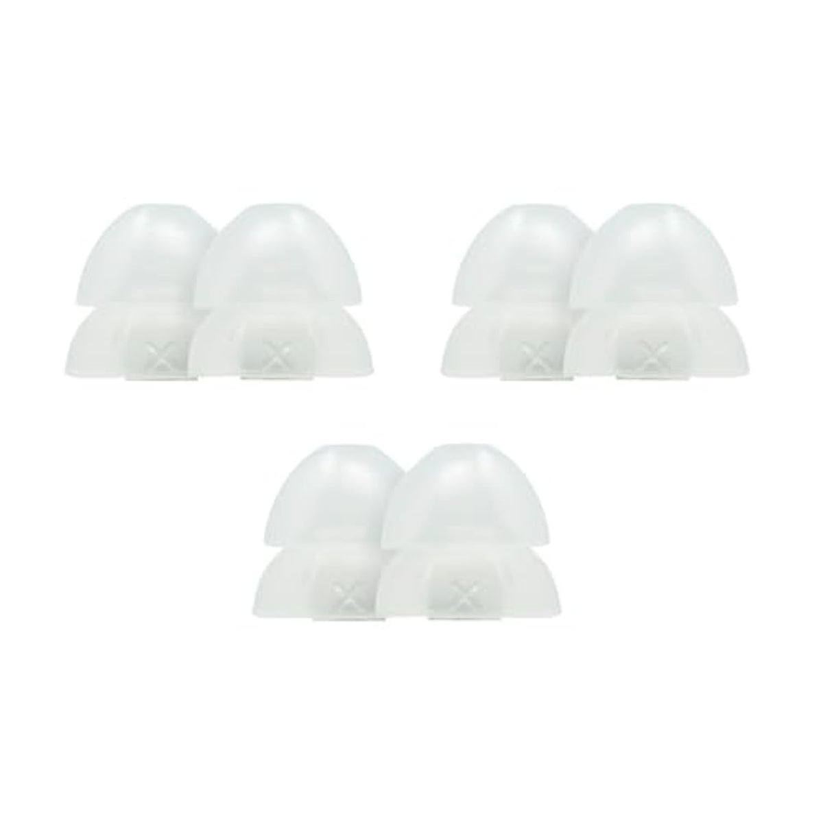 Dual Flange Silicone Eartips, Clear - 6 Pack - X-Large Fit