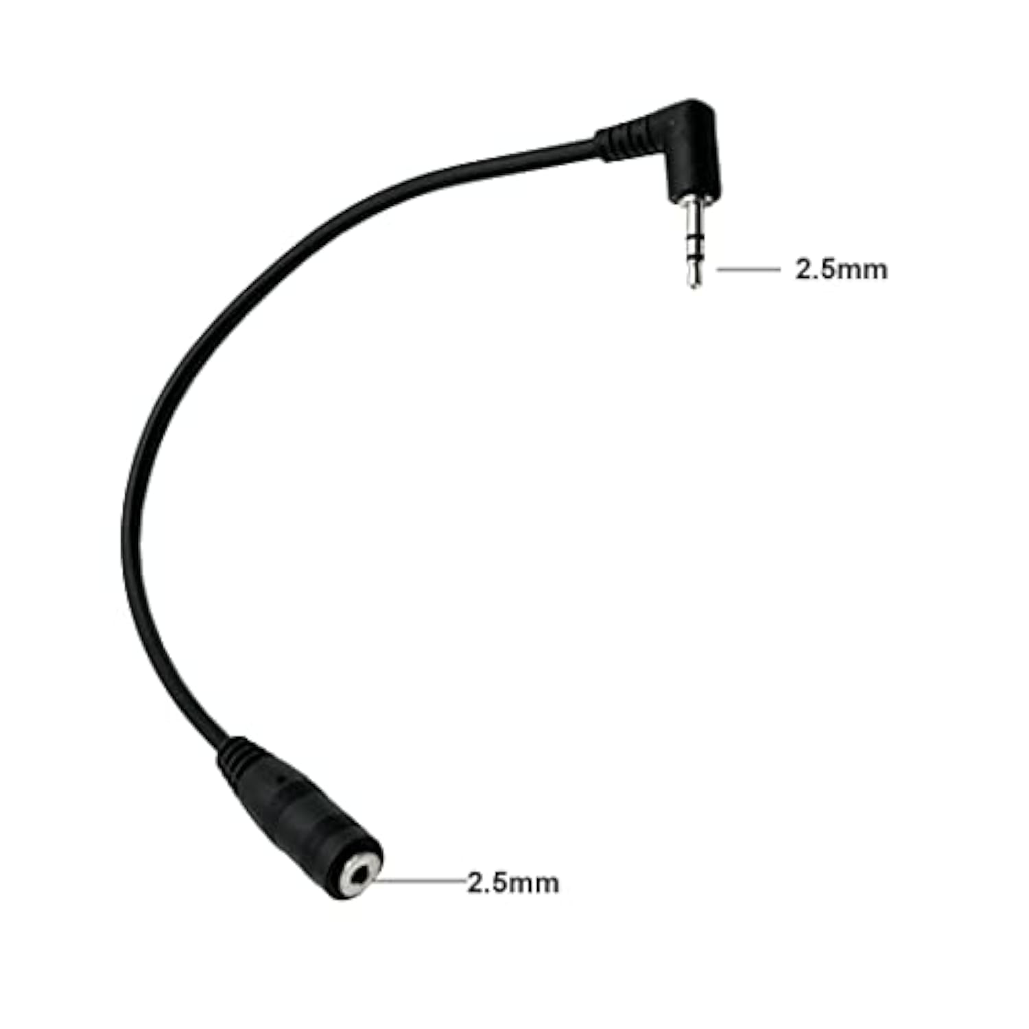 2Pack Right Angled 3-Pole 2.5Mm Male To 2.5Mm Female Camera Remote,Headphone Headset Audio Adapter Cable Extender Stereo Jack (2Pack Straight)