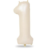 40 Inch Beige Number 1 Balloon For 1St Birthday Decoration, Large Self Inflating Cream Foil Number Balloons 0-9 For Boys Girls, White Sand 1 Helium Balloons For Women Men Party Anniversary Supplies