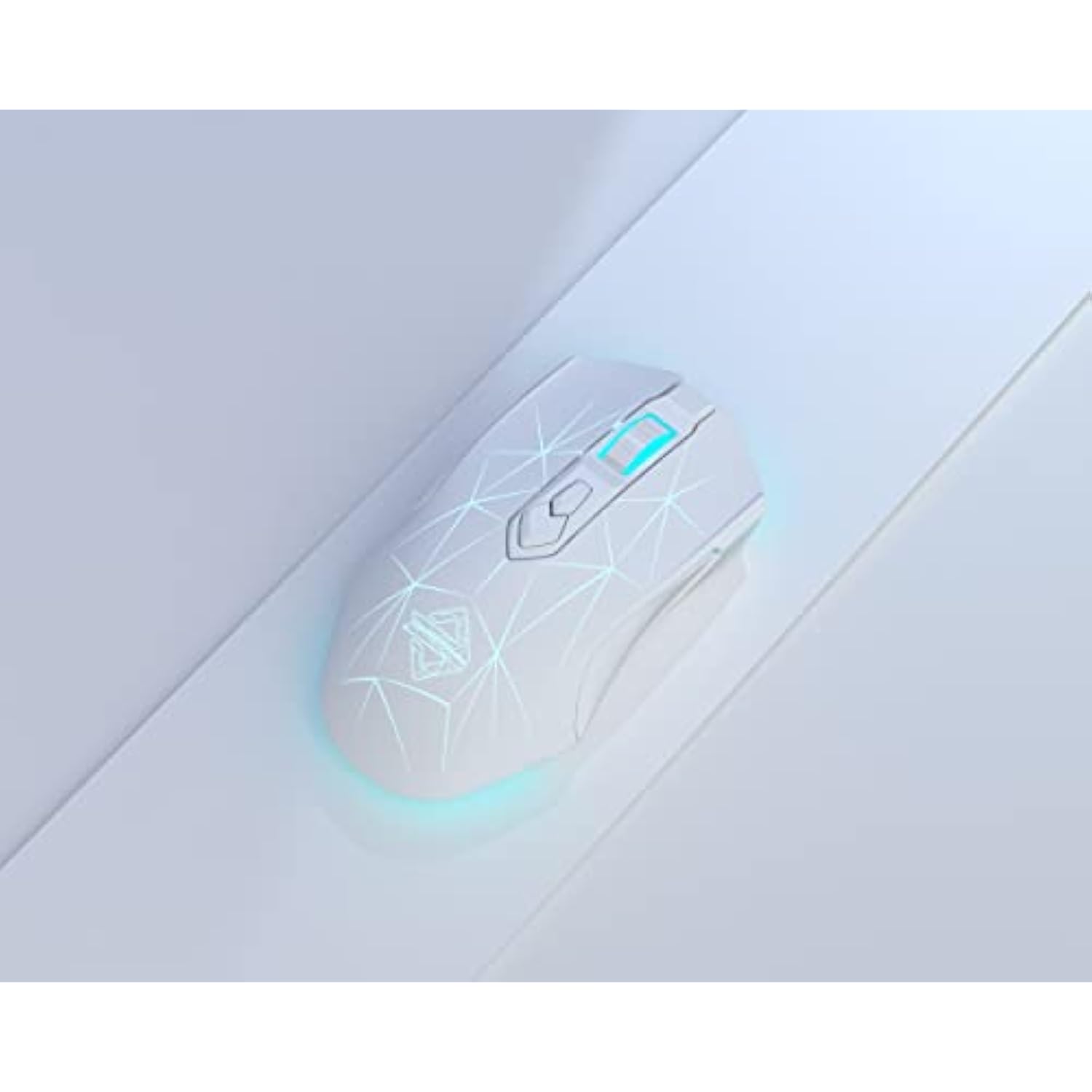 Aj52Pro Watcher 2.4G Wireless/ Bluetooth 5.0/ Wired Gaming Mouse, 10000 Dpi, Programmable 7 Buttons, Ergonomic Led Backlit Usb Gamer Mice Computer Laptop Pc, For Windows Mac Linux Os, Star White