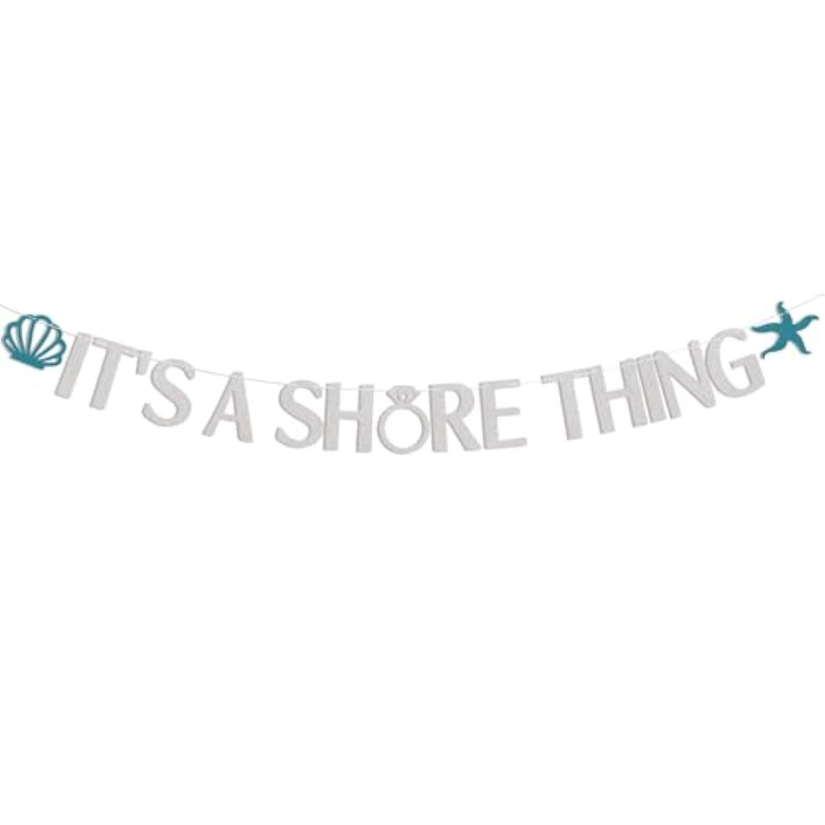 It'S A Shore Thing Banner - Beach Bachelorette Party Decorations - Tropical Beach Bachelorette, Nautical Bachelorette Bridal Shower Party Banner Silver Glitter