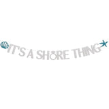 It'S A Shore Thing Banner - Beach Bachelorette Party Decorations - Tropical Beach Bachelorette, Nautical Bachelorette Bridal Shower Party Banner Silver Glitter