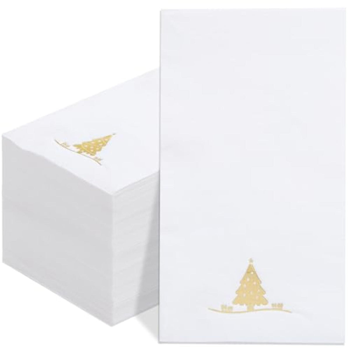 100Pcs Christmas Gold Napkins Disposable - Heavy Duty Christmas Tree Napkin - Yule Paper Hand Towels - Xmas Gold Napkin For Kitchen Bathroom Noel Parties Dinners And Events