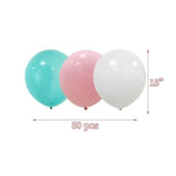 50 Pcs 12Inch Pink And Mint Green Balloons, 3 Color Mint Green And Lig