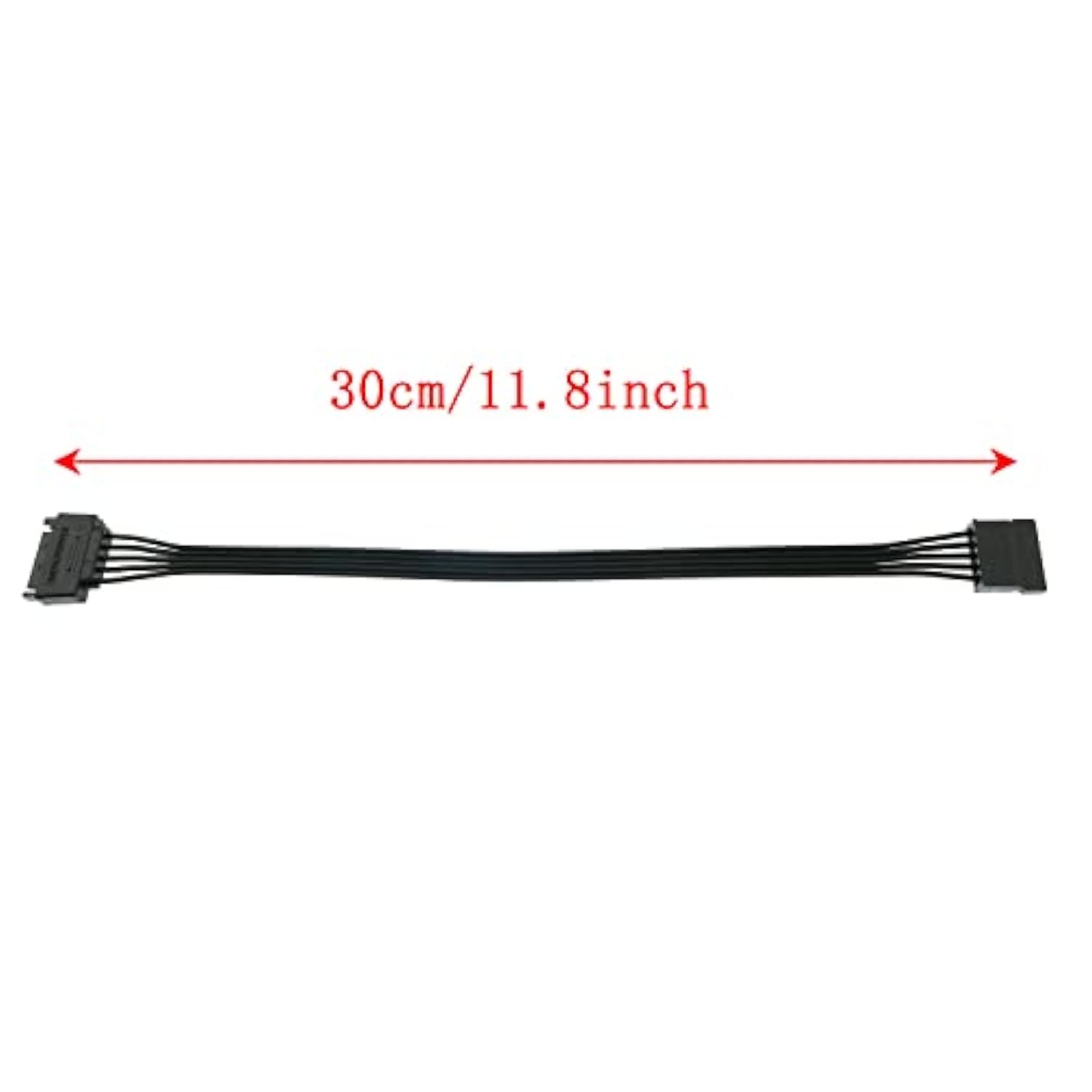 Sata Power Extension Cable 2Pcs 11.8Inch Black 15Pin Sata Male To Female Exten
