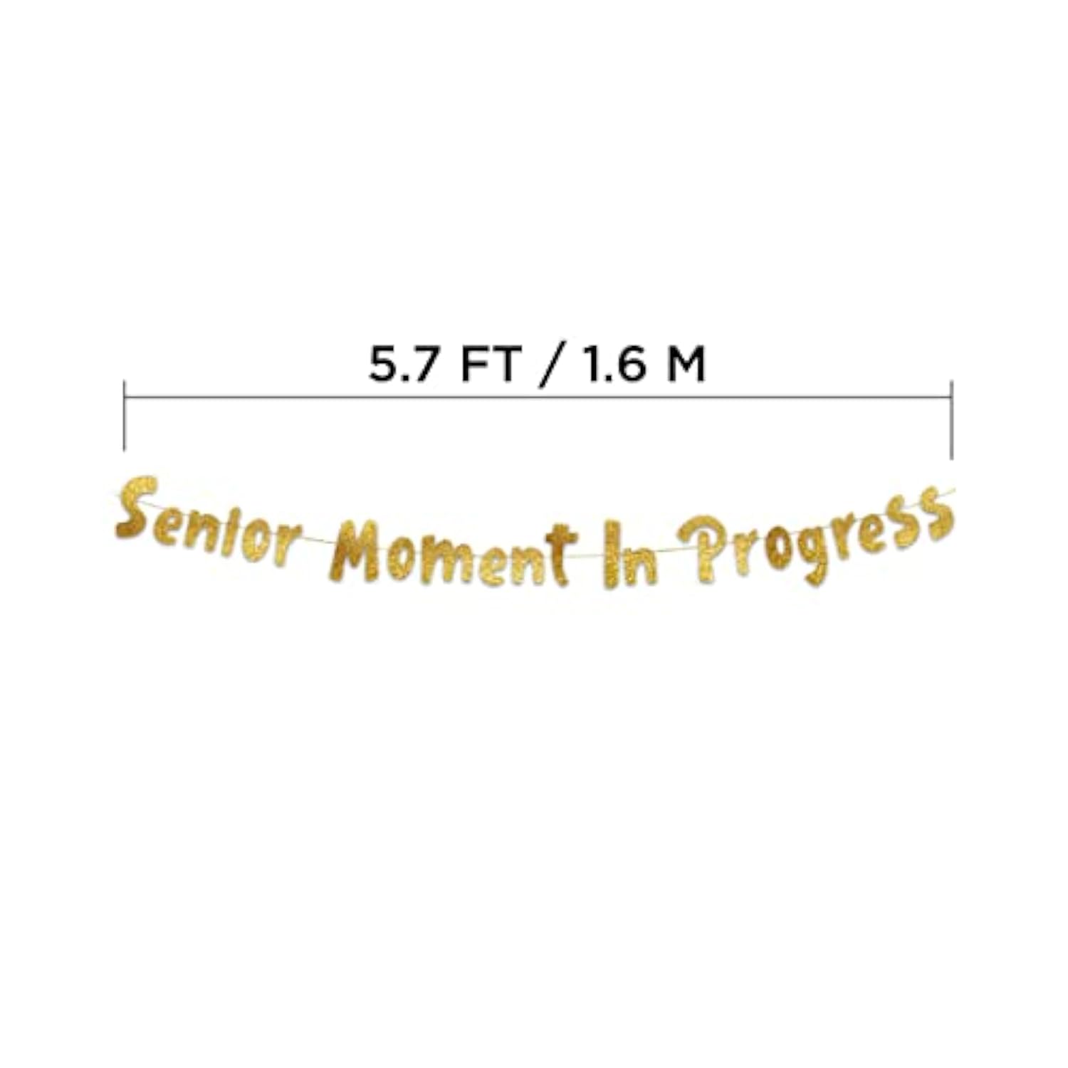 Senior Moment In Progress Gold Glitter Banner - Funny Birthday And Retirement Party Supplies, Ideas, Gifts And Decorations