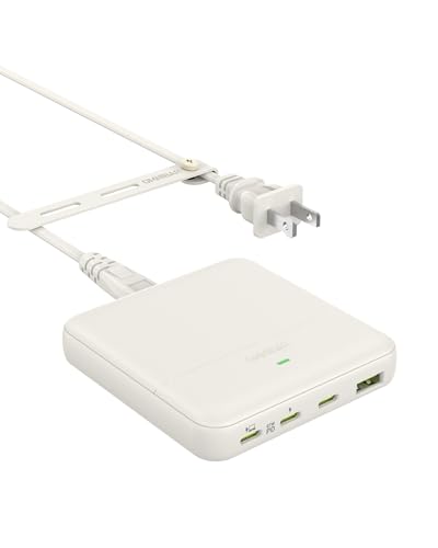USB C Charging Station 67W, 4-Port Slim USB C Charger Block for iPhone 17/16/15, MacBook Air/Pro with 5ft Extension Cord, 3 USBC, 1 USB-A, Fast